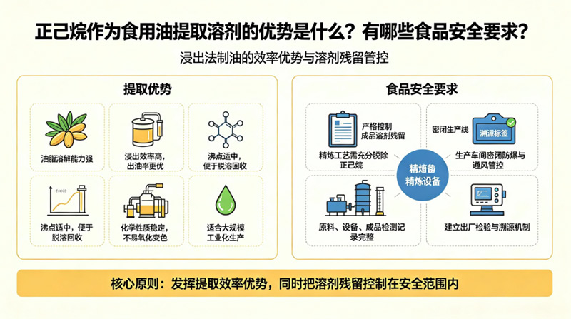 正己烷作为食用油提取溶剂的优势是什么？有哪些食品安全要求？