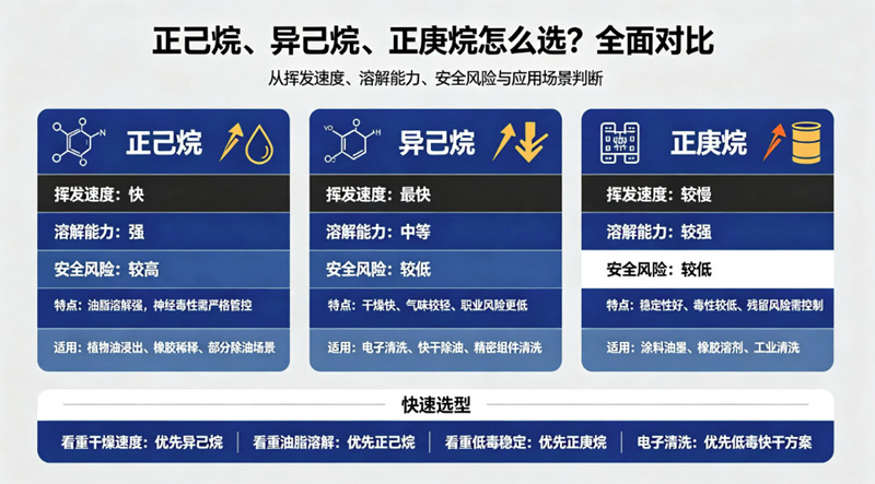 正己烷、异己烷、正庚烷怎么选？全面对比
