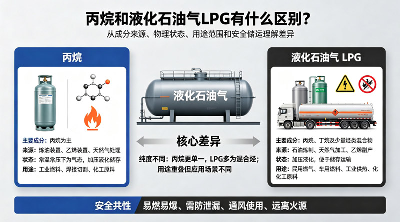 丙烷和液化石油气LPG有什么区别？