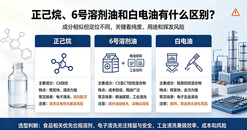 正己烷、6号溶剂油和白电油有什么区别？